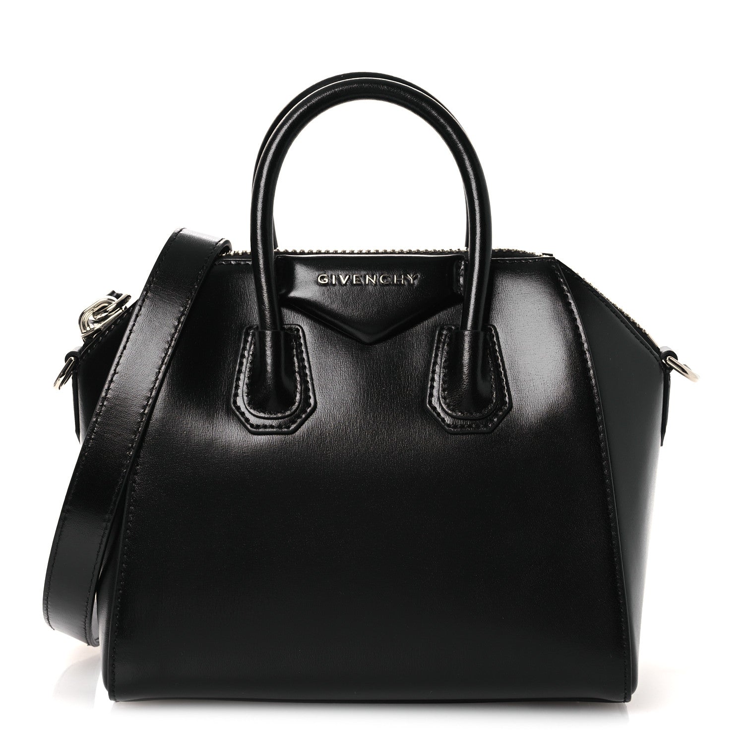 Shiny Lord Calfskin Mini Antigona Black