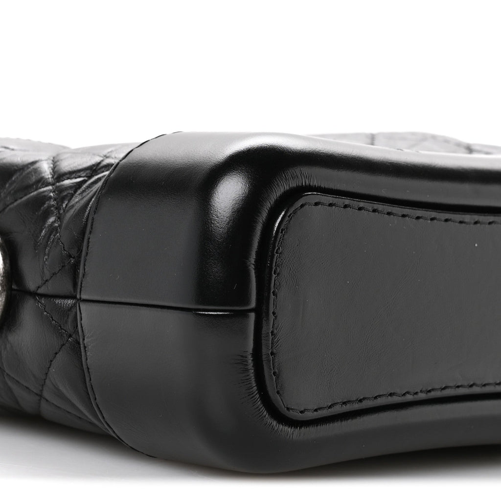 Aged Calfskin Quilted Small Gabrielle Hobo Black