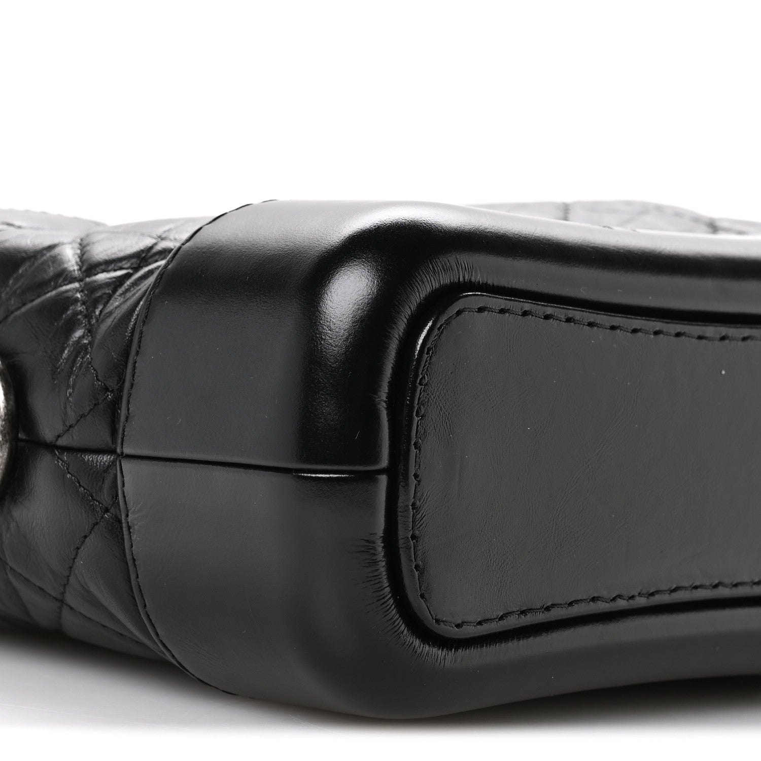 Aged Calfskin Quilted Small Gabrielle Hobo Black