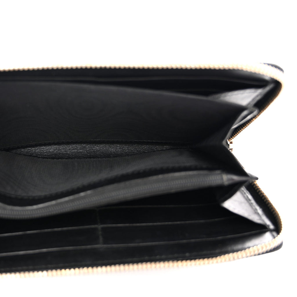 Textured Patent Monogram Belle De Jour Zip Around Wallet Black