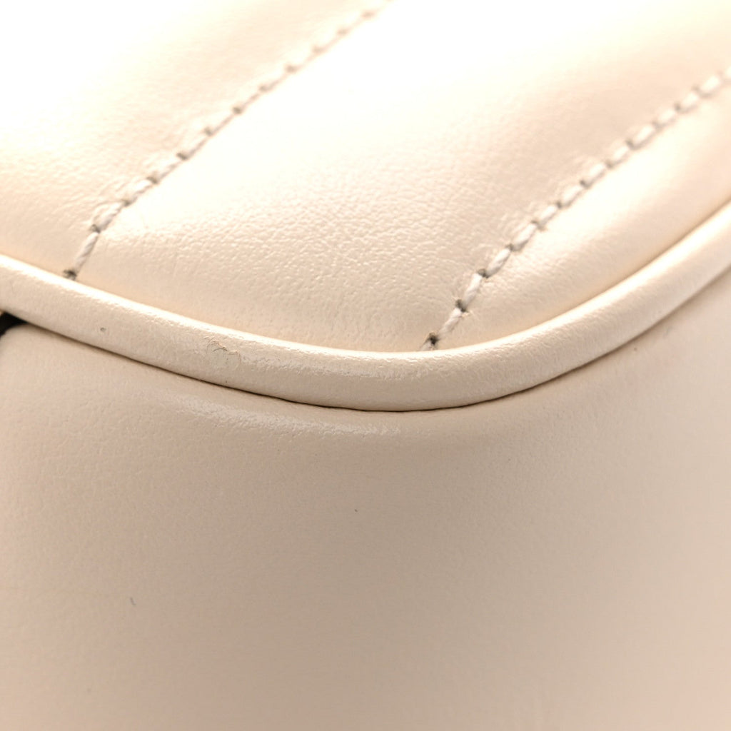Calfskin Matelasse Aria Small GG Marmont Shoulder Bag Mystic White