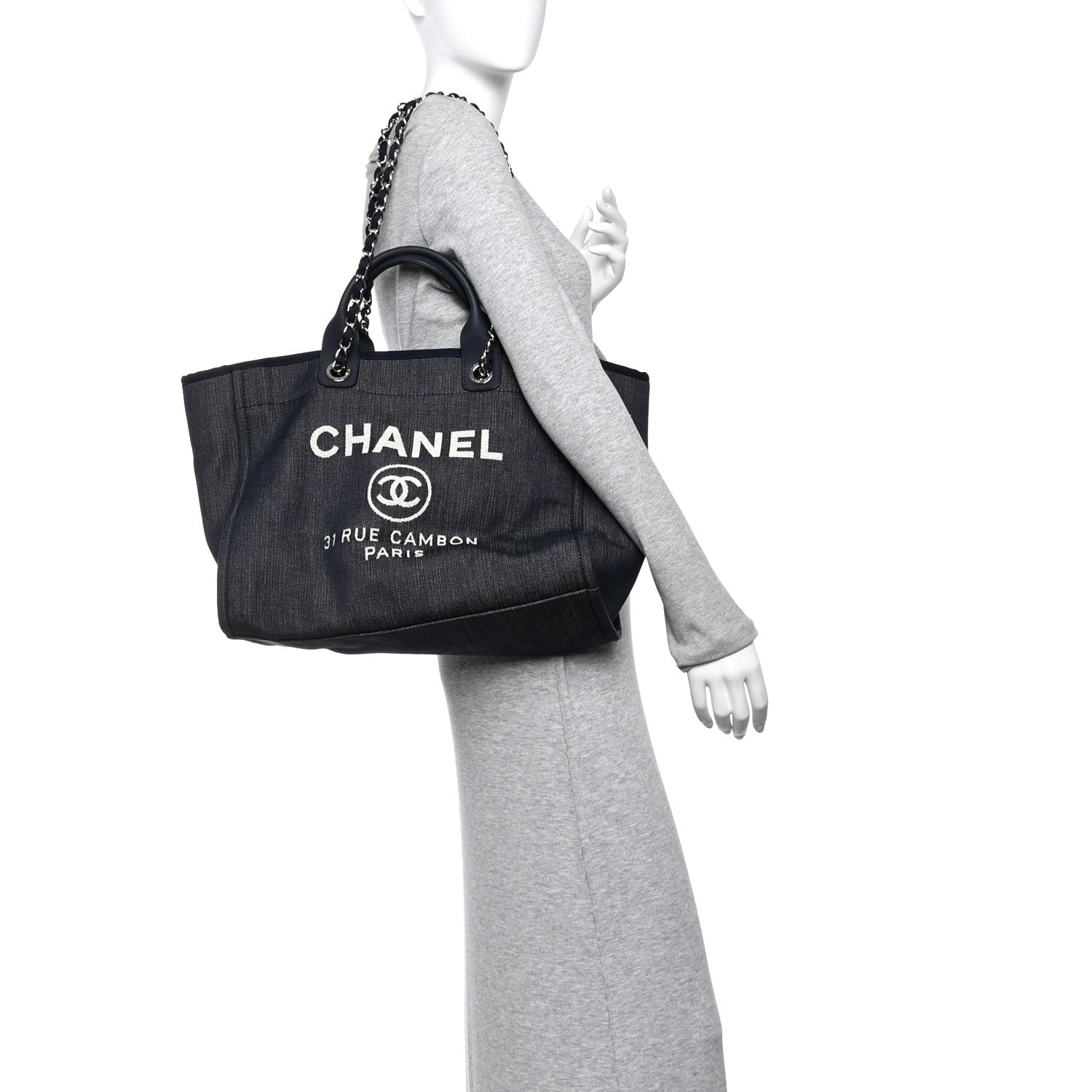 Denim Large Deauville Tote Dark Blue