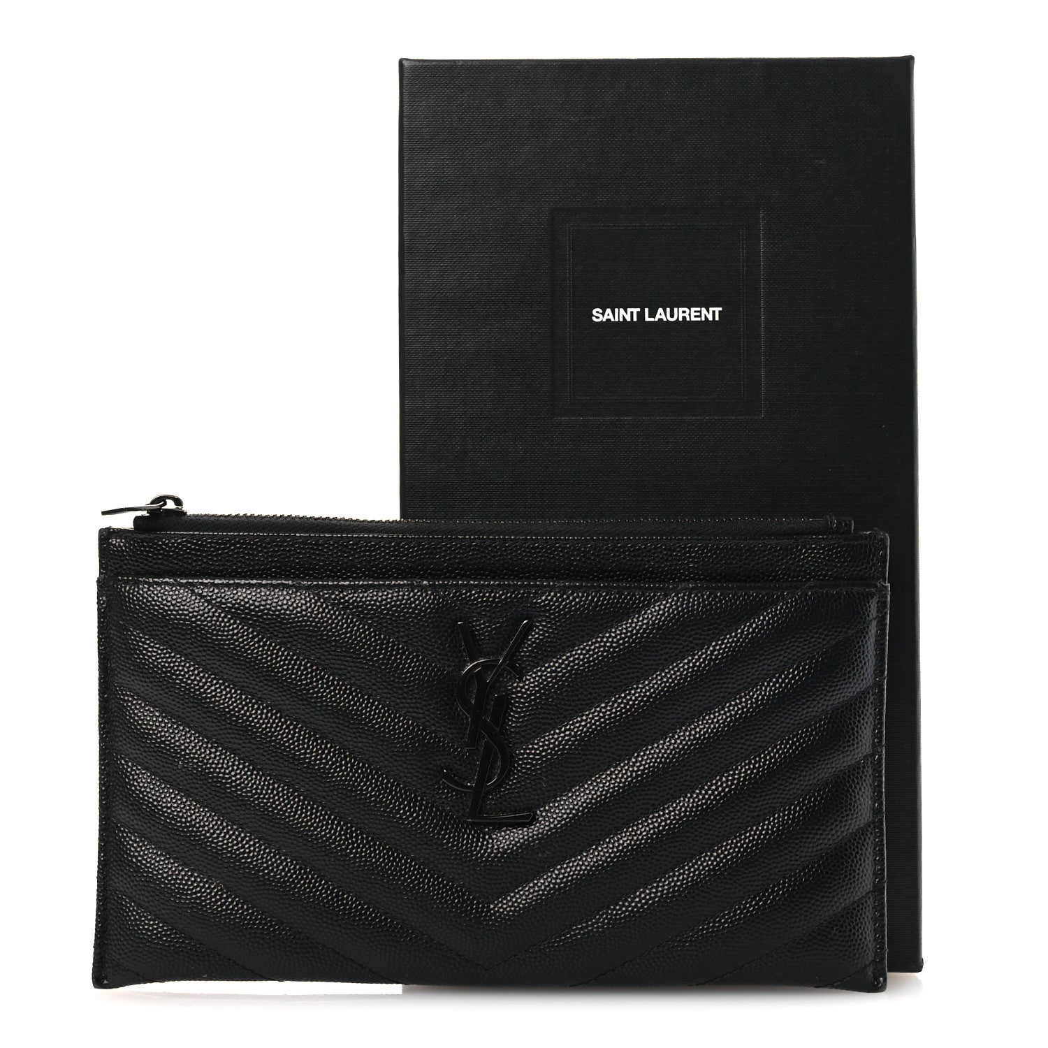 Grain De Poudre Chevron Monogram Bill Pouch Black
