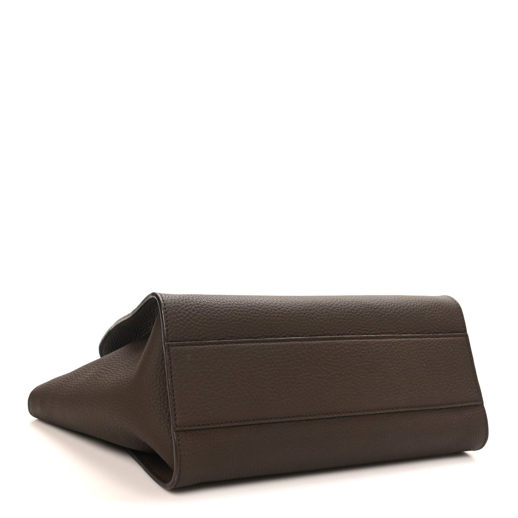 Matte Grained Calfskin Marlo 12 Tote Bag Dark Olive