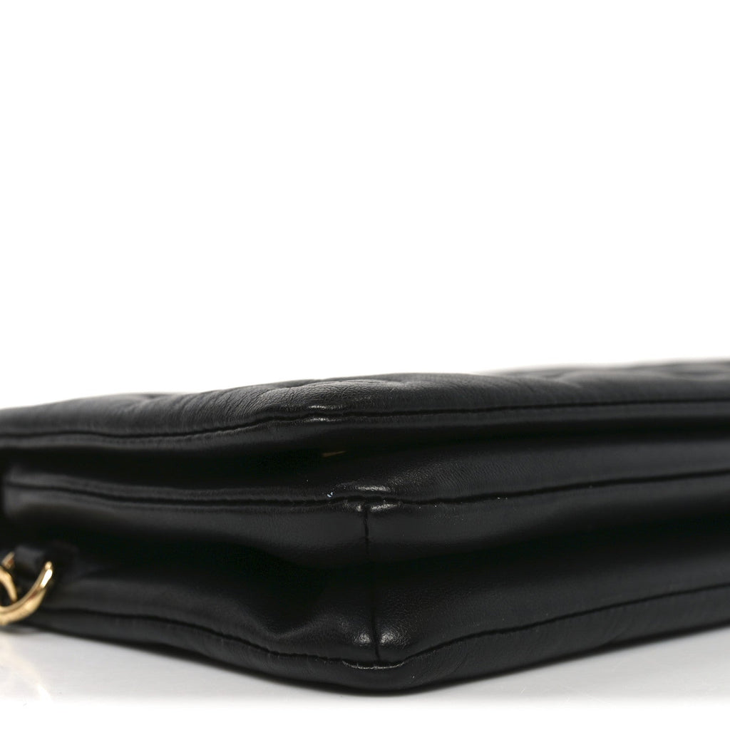 Lambskin Embossed Monogram Pochette Coussin Black