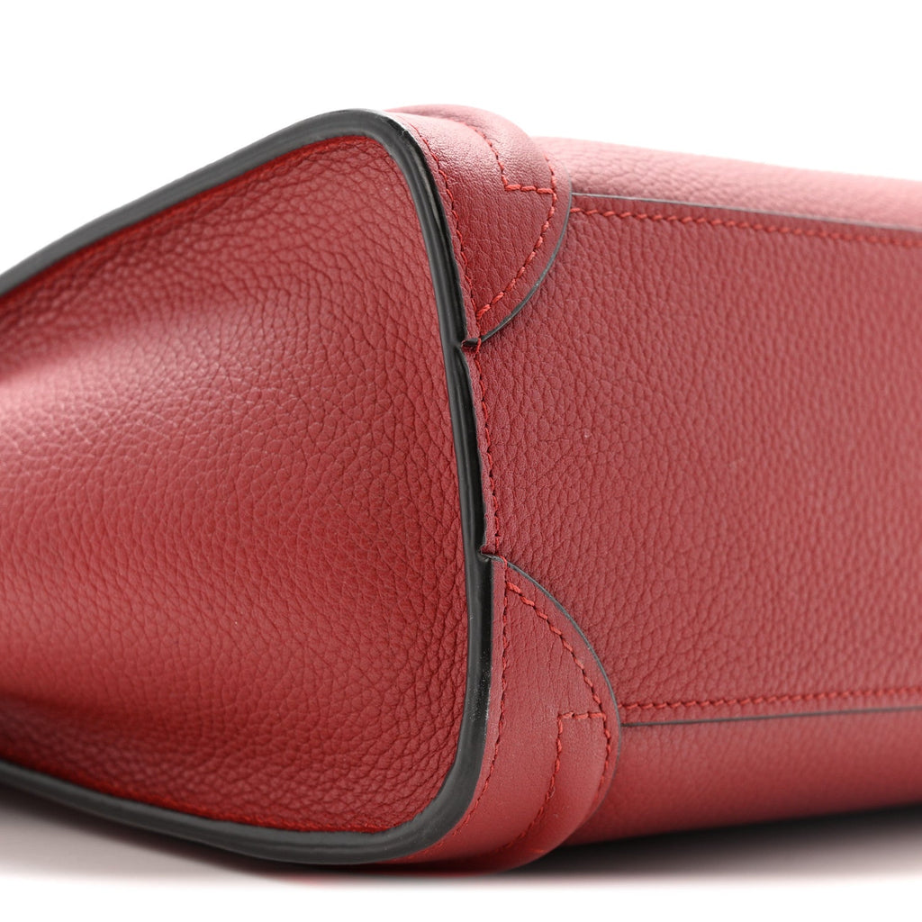 Drummed Calfskin Nano Luggage Merlot