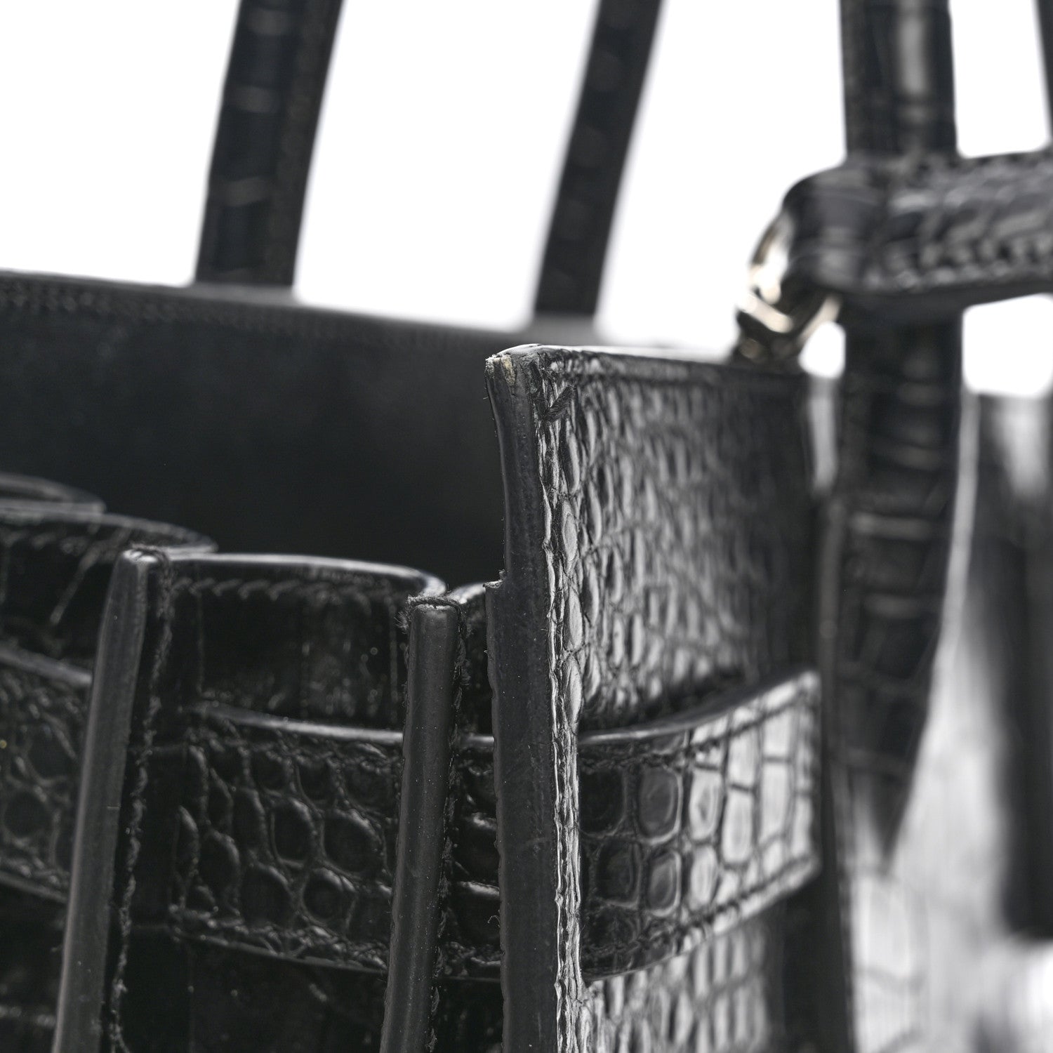 Calfskin Crocodile Embossed Baby Sac De Jour Black