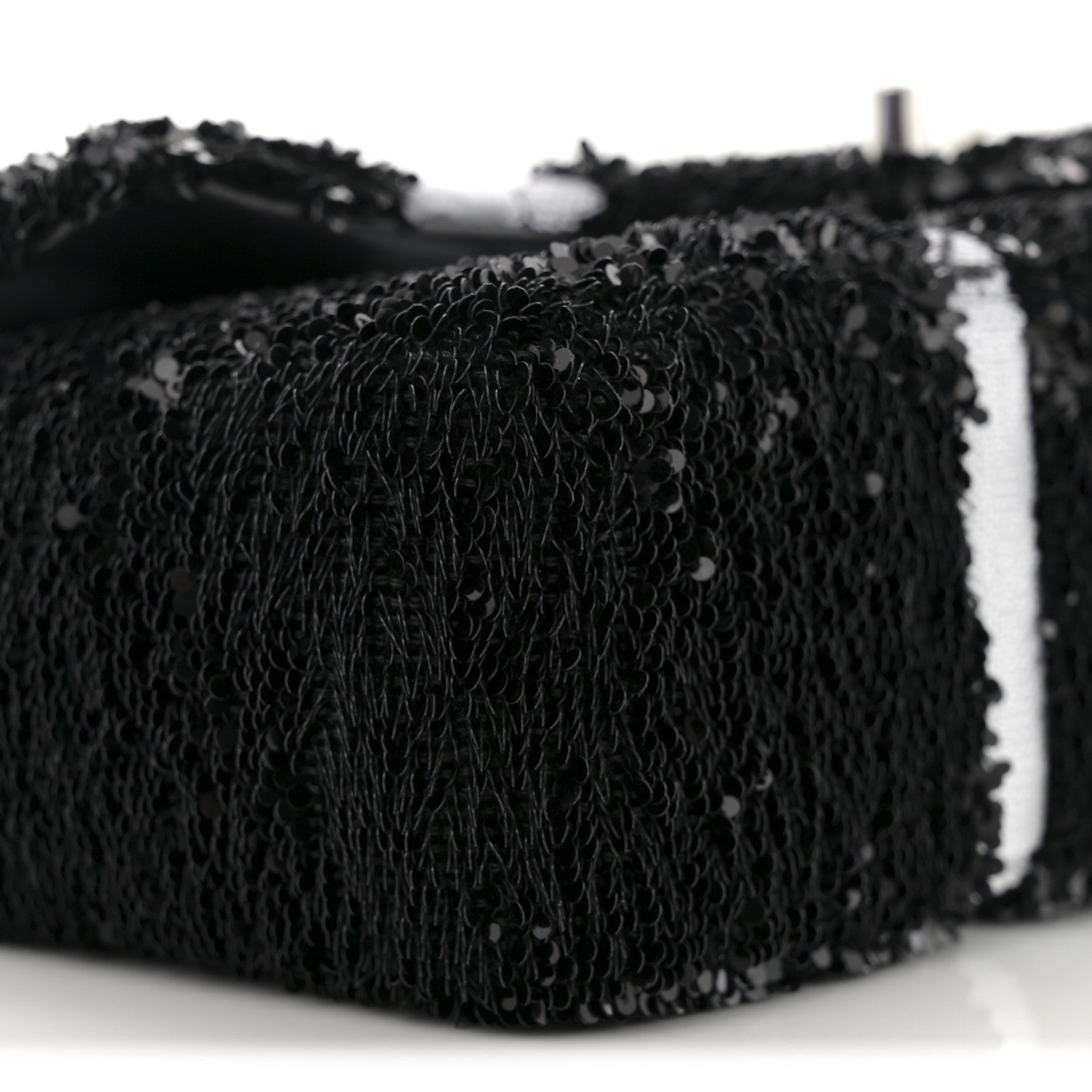 Sequin Ribbon Mini Rectangular Flap Black White