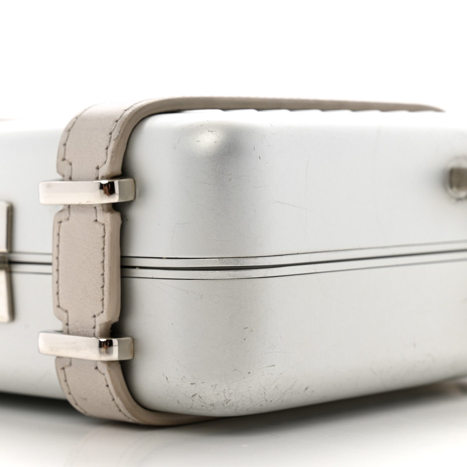 X RIMOWA Aluminum Personal Clutch On Strap Silver