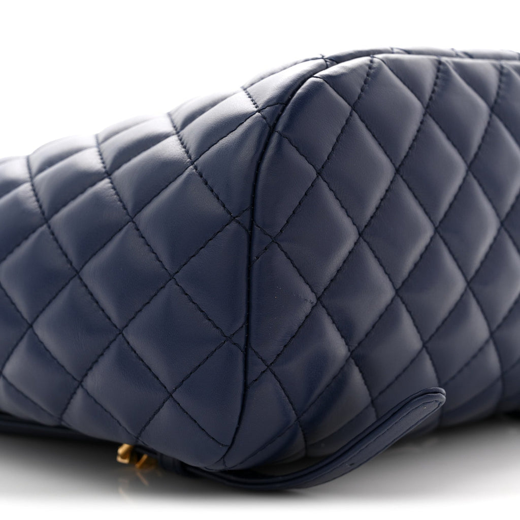 Calfskin Quilted Small Urban Spirit Backpack Navy