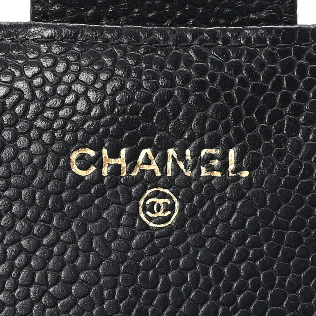 Caviar Quilted Large Gusset Flap Wallet Black