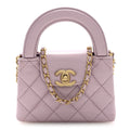 Shiny Aged Calfskin Quilted Mini Nano Kelly Shopper Light Pink