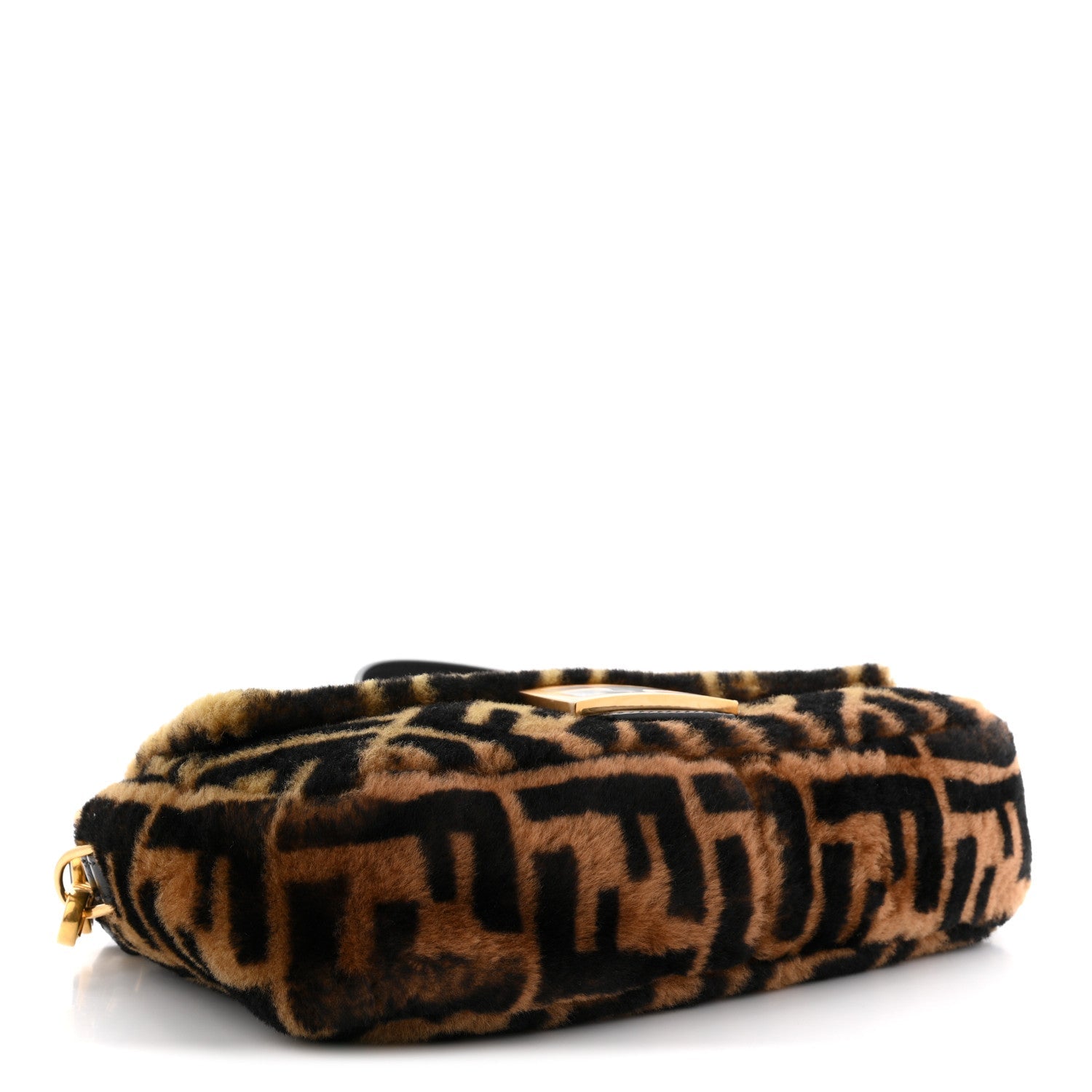 Shearling Vitello Dolce Macro FF 1974 Baguette Tobacco Black