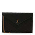 Lambskin Quilted Double Flap Chain Pouch Black