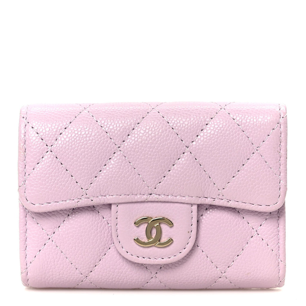 Caviar Quilted Classic 4 Key Holder Wallet Light Pink