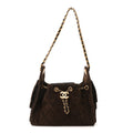 Suede Quilted Mini Chanel 25 Handbag Dark Brown