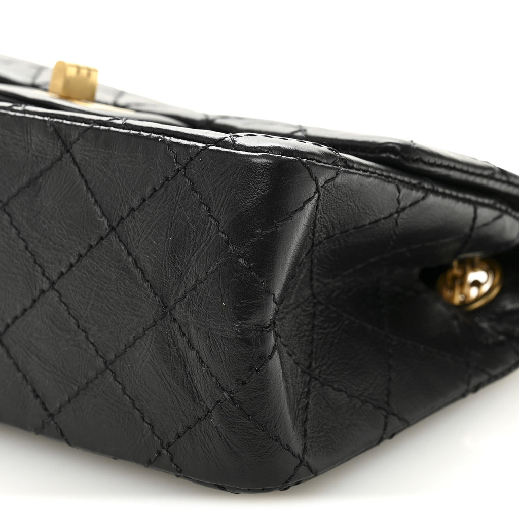 Aged Calfskin Quilted 2.55 Reissue Mini Flap Black