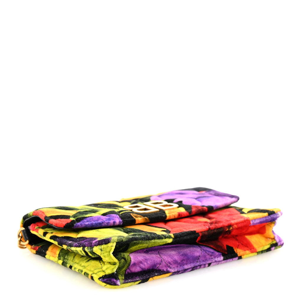 Velvet Floral Quilted BB Wallet On Chain Multicolor