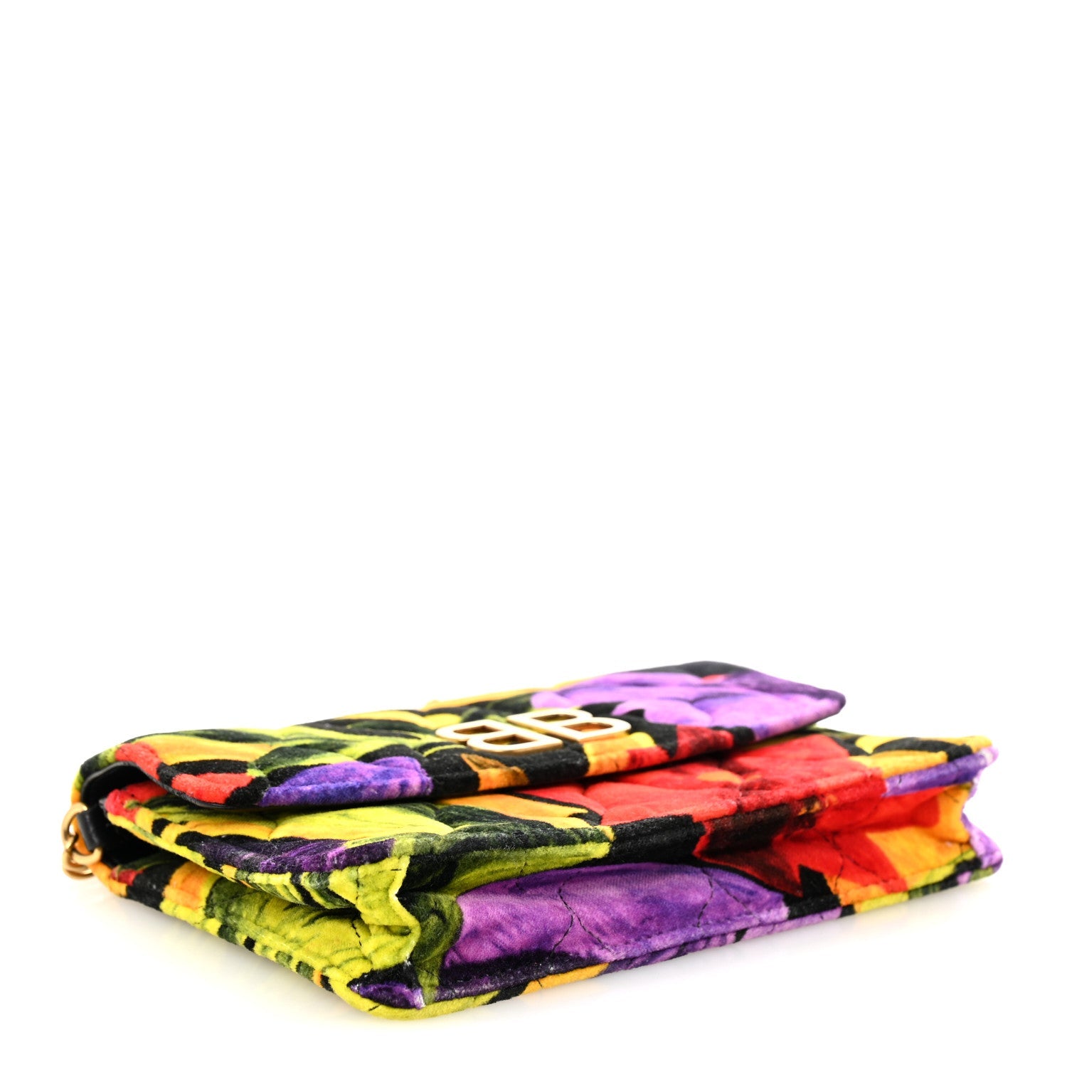 Velvet Floral Quilted BB Wallet On Chain Multicolor