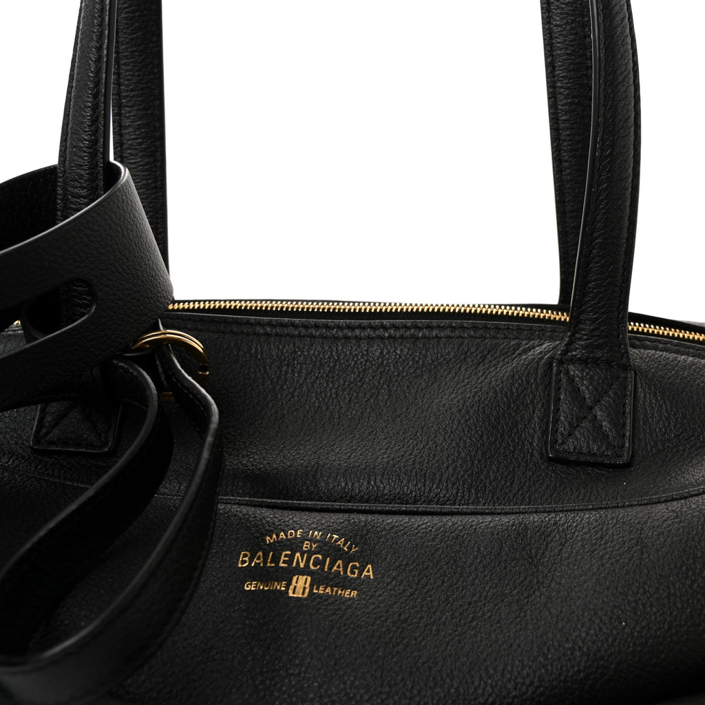 Grained Calfskin Medium Carrie Bowling Bag Black