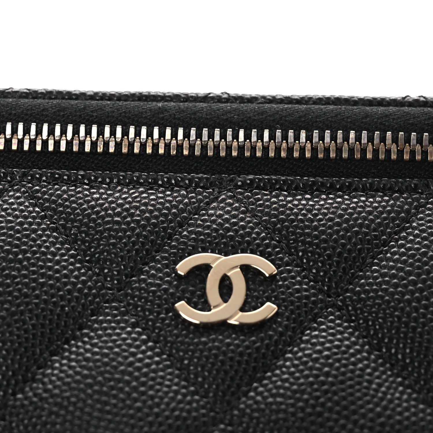 Caviar Quilted Small Vanity Case With Chain Black
