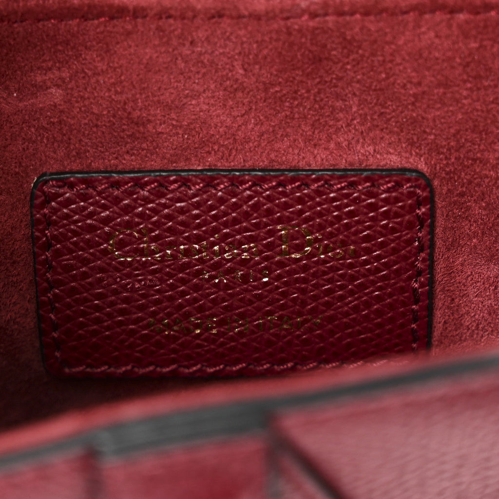 Grained Calfskin Mini Saddle Bag Red