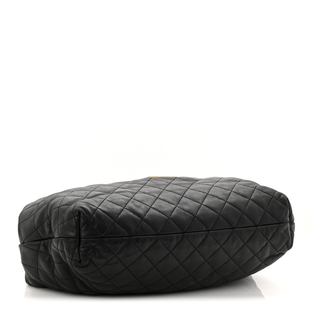 Lambskin Quilted Maxi Icare Shopping Tote Black