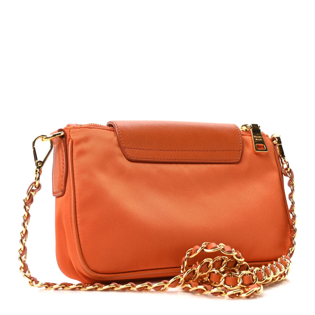 Tessuto Nylon Saffiano Crossbody Bag Papaya