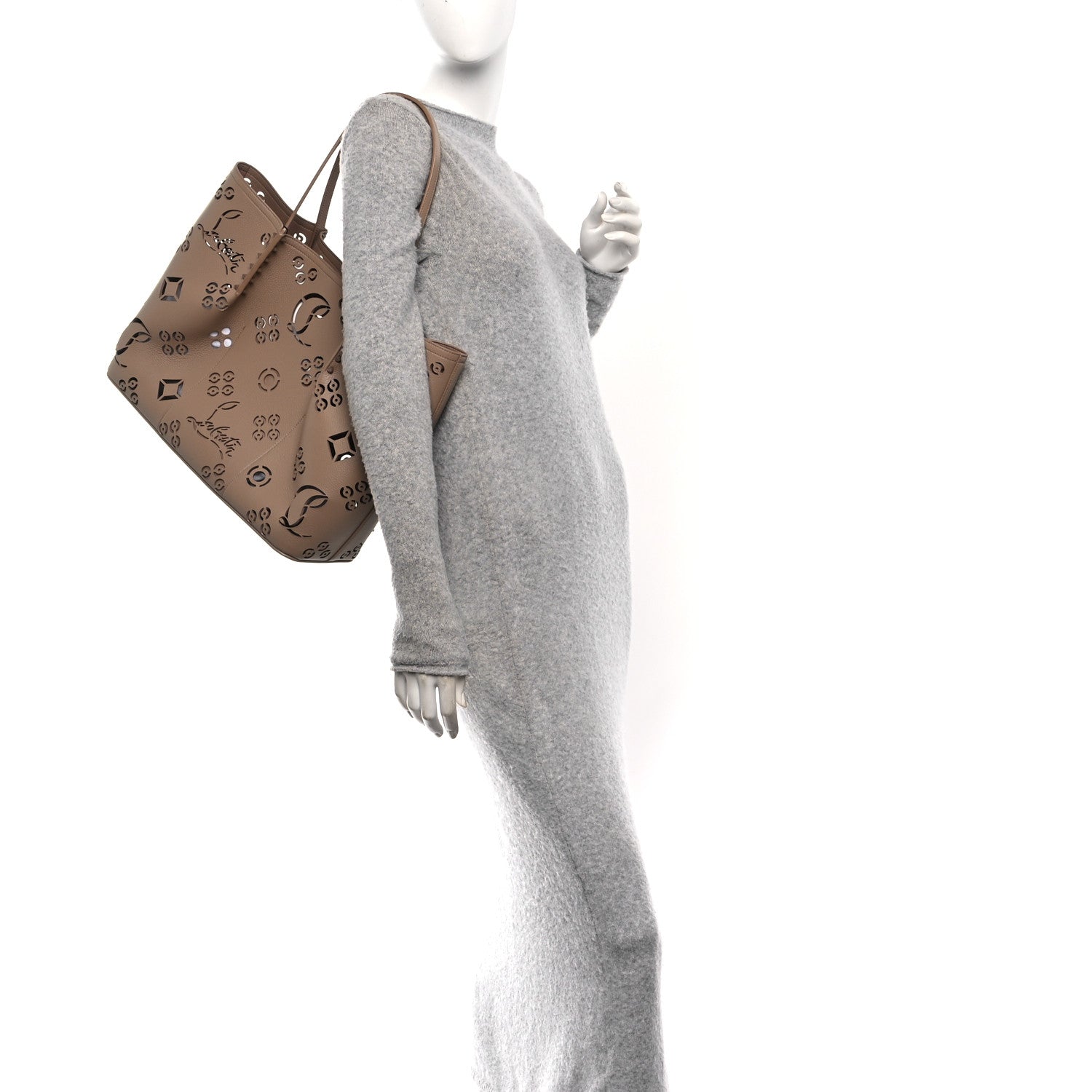 Calfskin Perforated Loubinthesky Large Cabarock Spikes Tote Roca