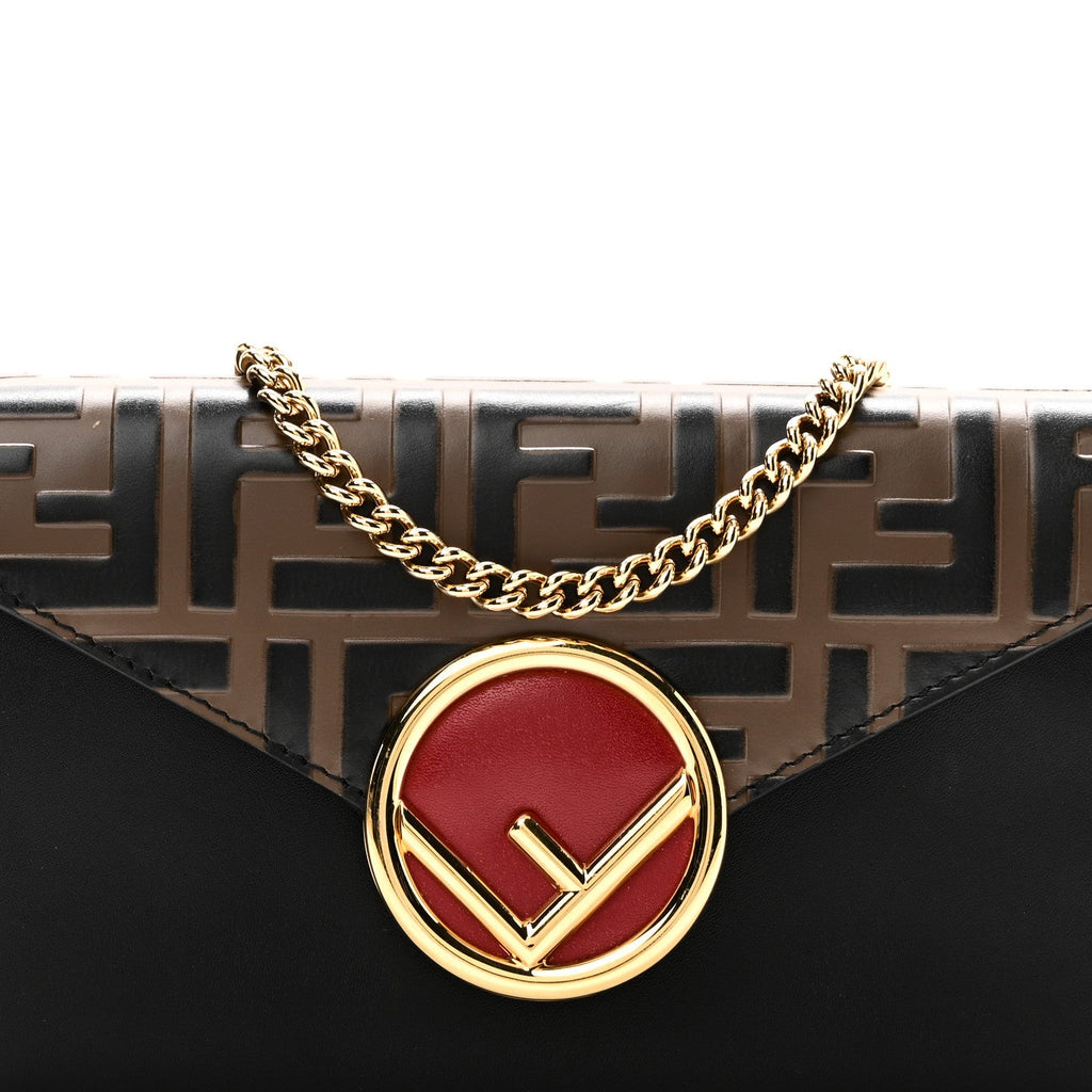 Vitello Liberty F is Fendi Bi-Color FF 1974 Embossed Envelope Belt Bag Maya Black