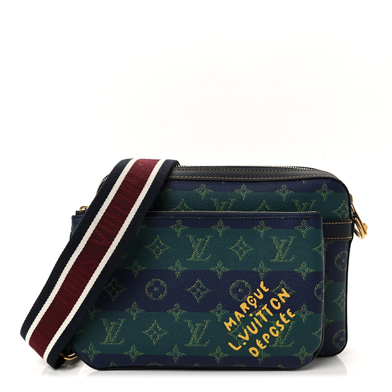 Monogram Heritage Stripes Trio Messenger Blue