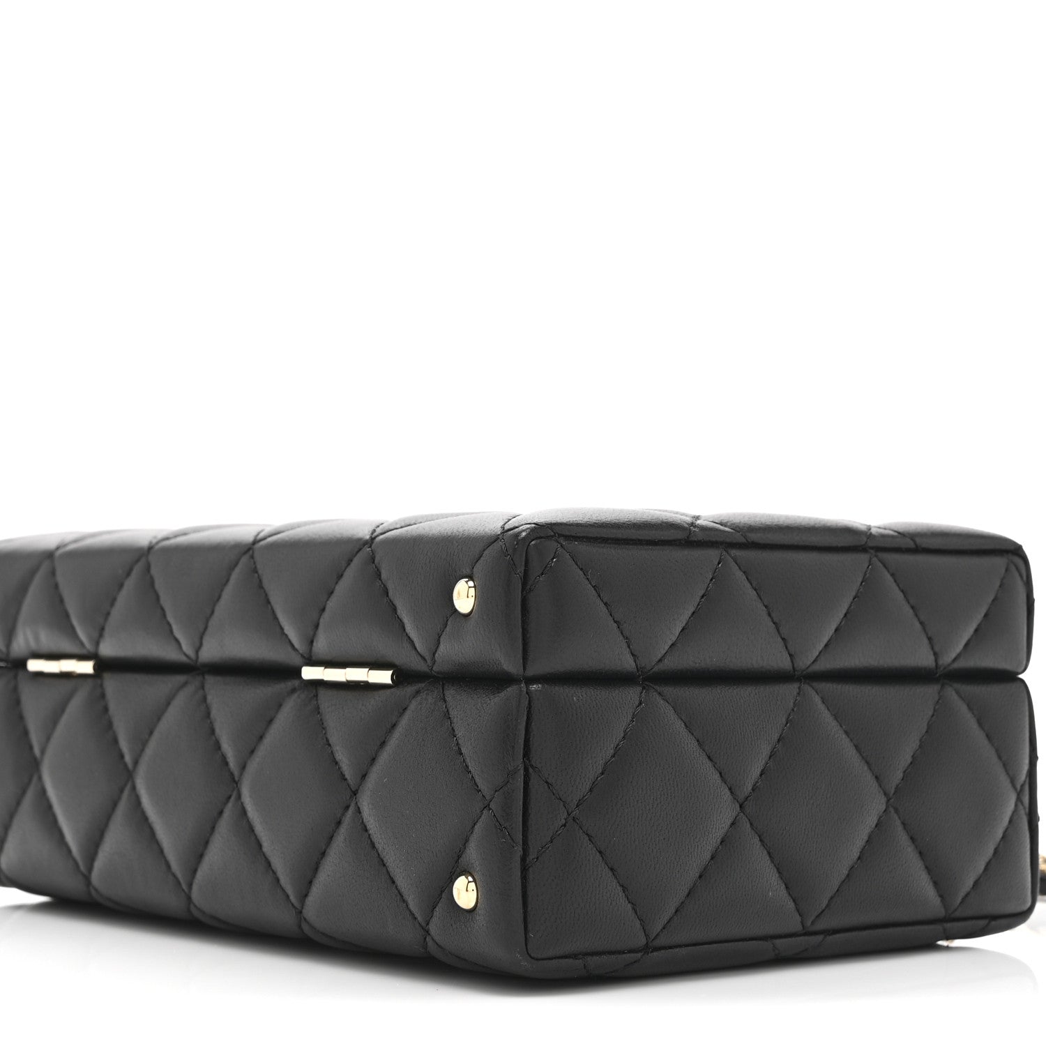 Lambskin Quilted Small CC Top Handle Box Bag Black