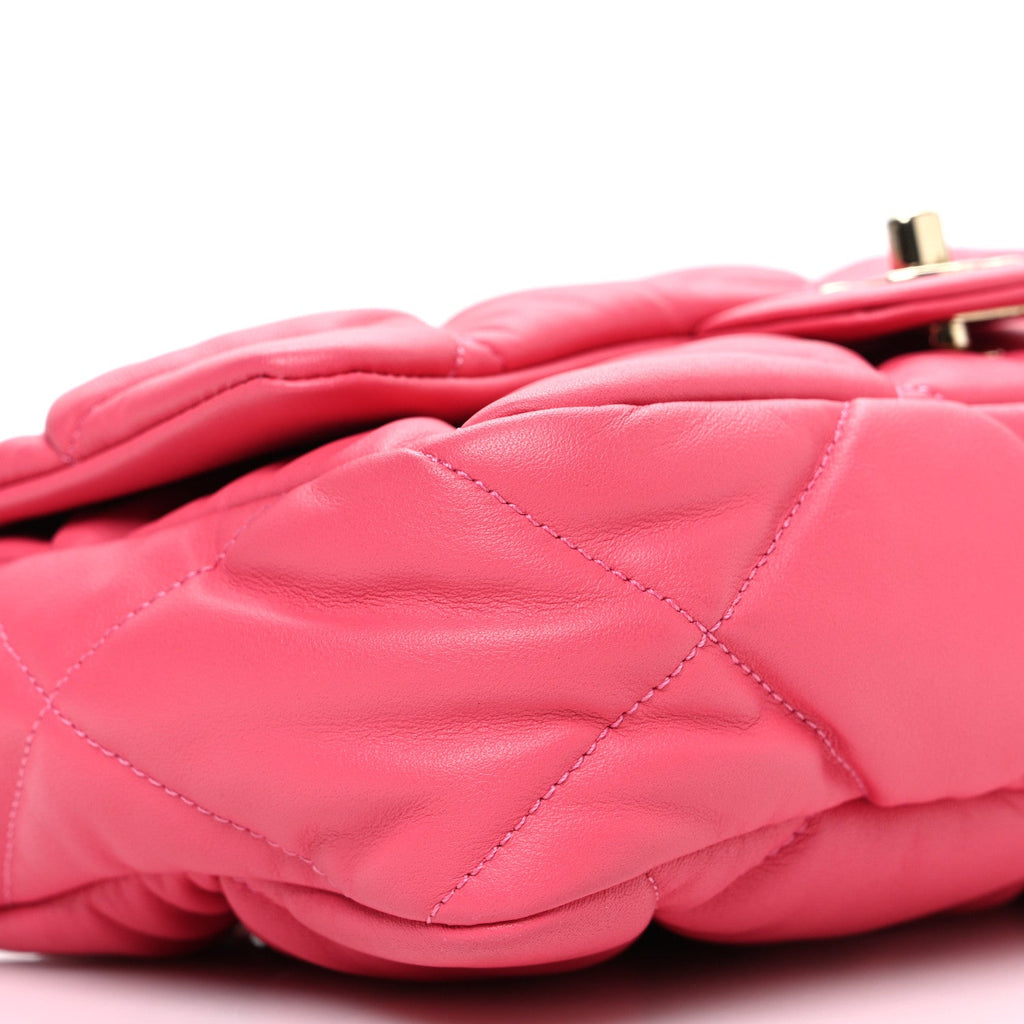 Calfskin Quilted Medium Bubbly Flap Pink