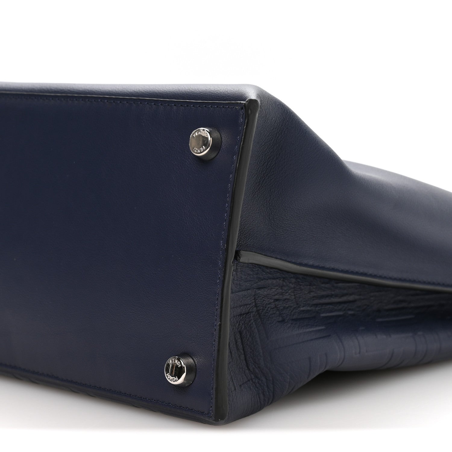 Calfskin Embossed Large Peekaboo Iconic Fit Satchel Blueberry
