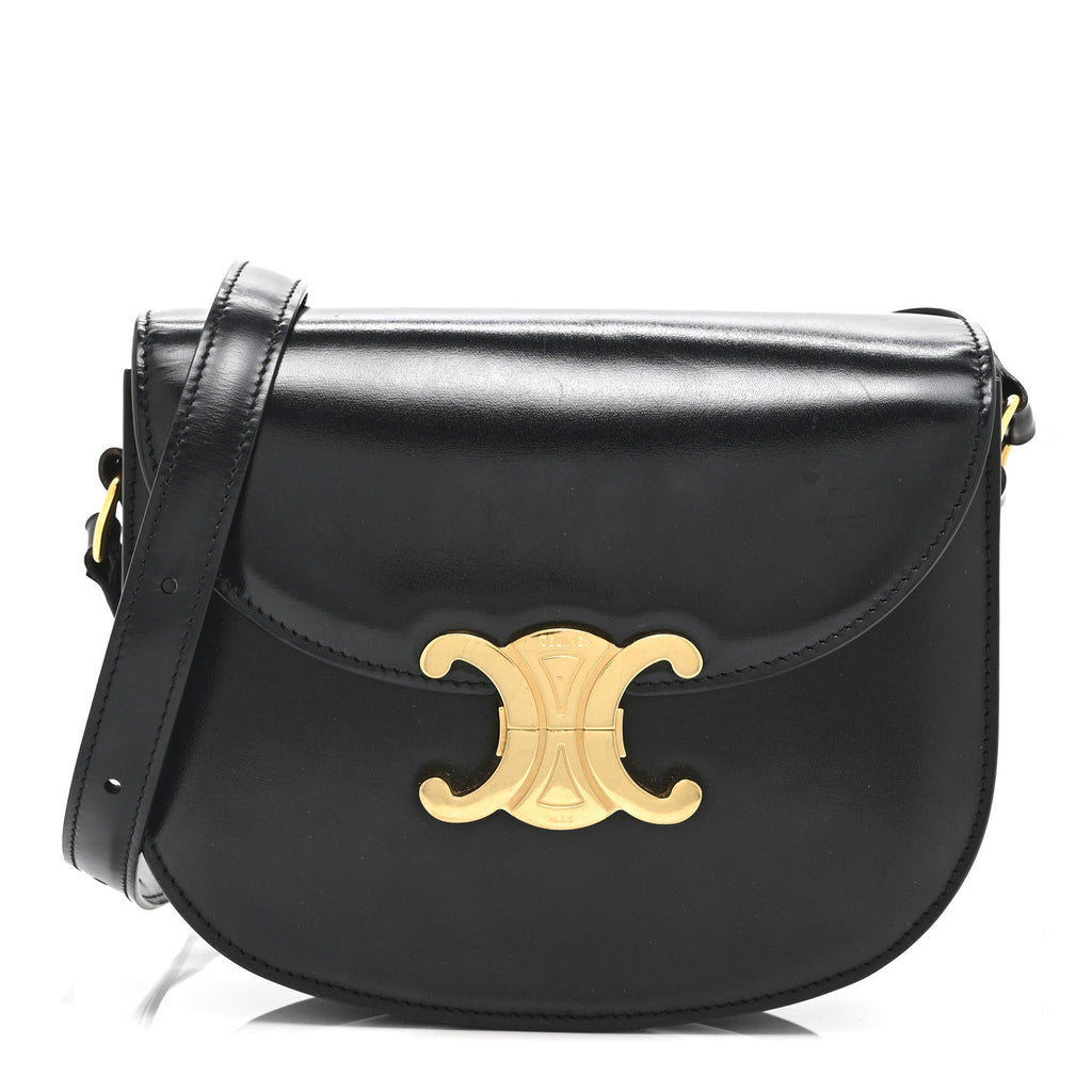 Shiny Calfskin Besace Clea Triomphe Black