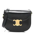 Shiny Calfskin Besace Clea Triomphe Black