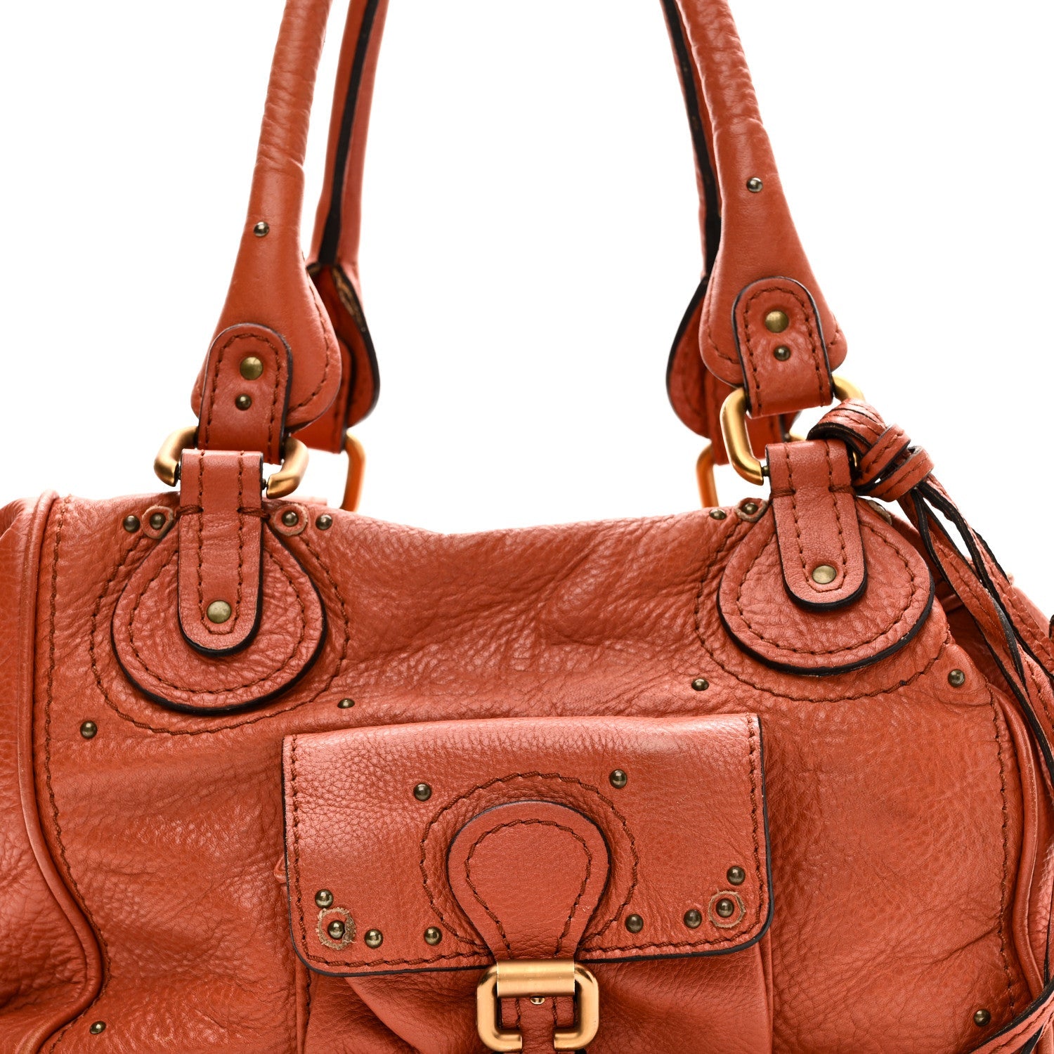 Calfskin Paddington Front Pocket Tote Whiskey