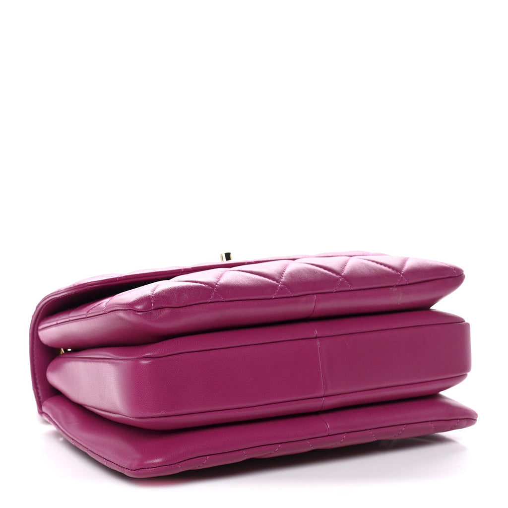 Lambskin Quilted Small Trendy CC Flap Dual Handle Bag Dark Pink