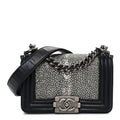 Galuchat Stingray Mini Boy Flap Black Silver