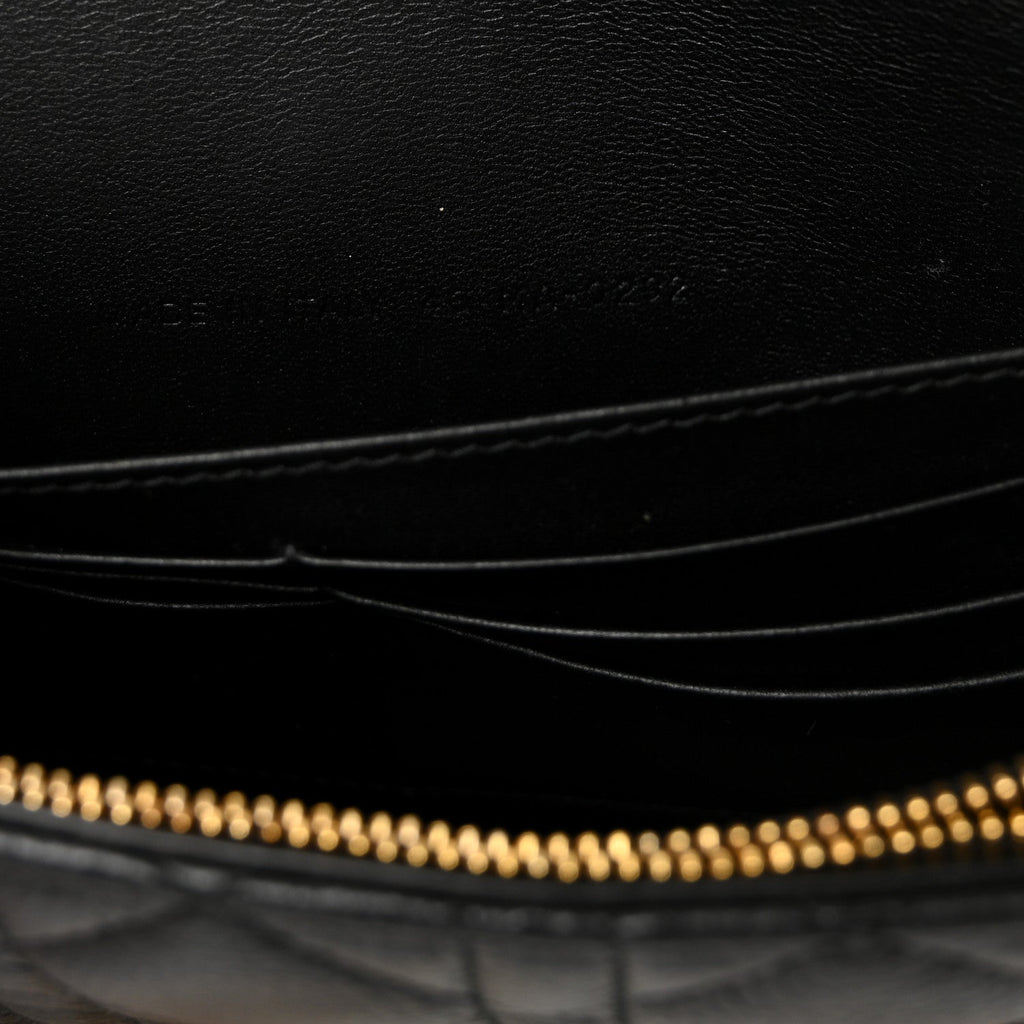Supple Calfskin Caro Pouch with Chain Black