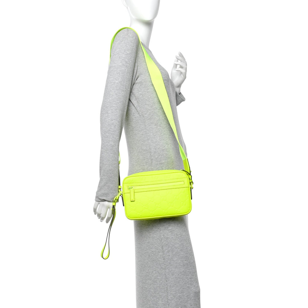 Rubber Effect Monogram GG Crossbody Bag Fluorescent Yellow
