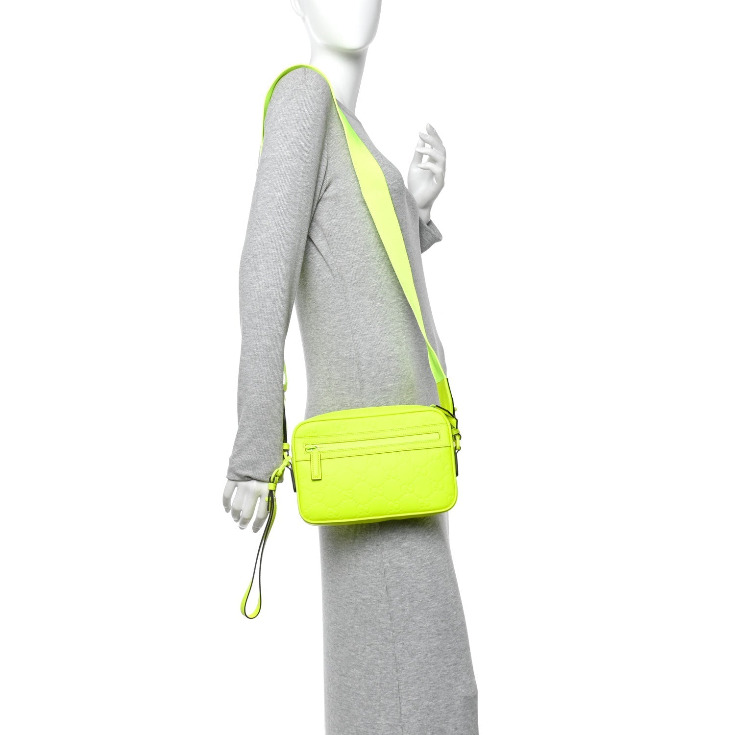 Rubber Effect Monogram GG Crossbody Bag Fluorescent Yellow