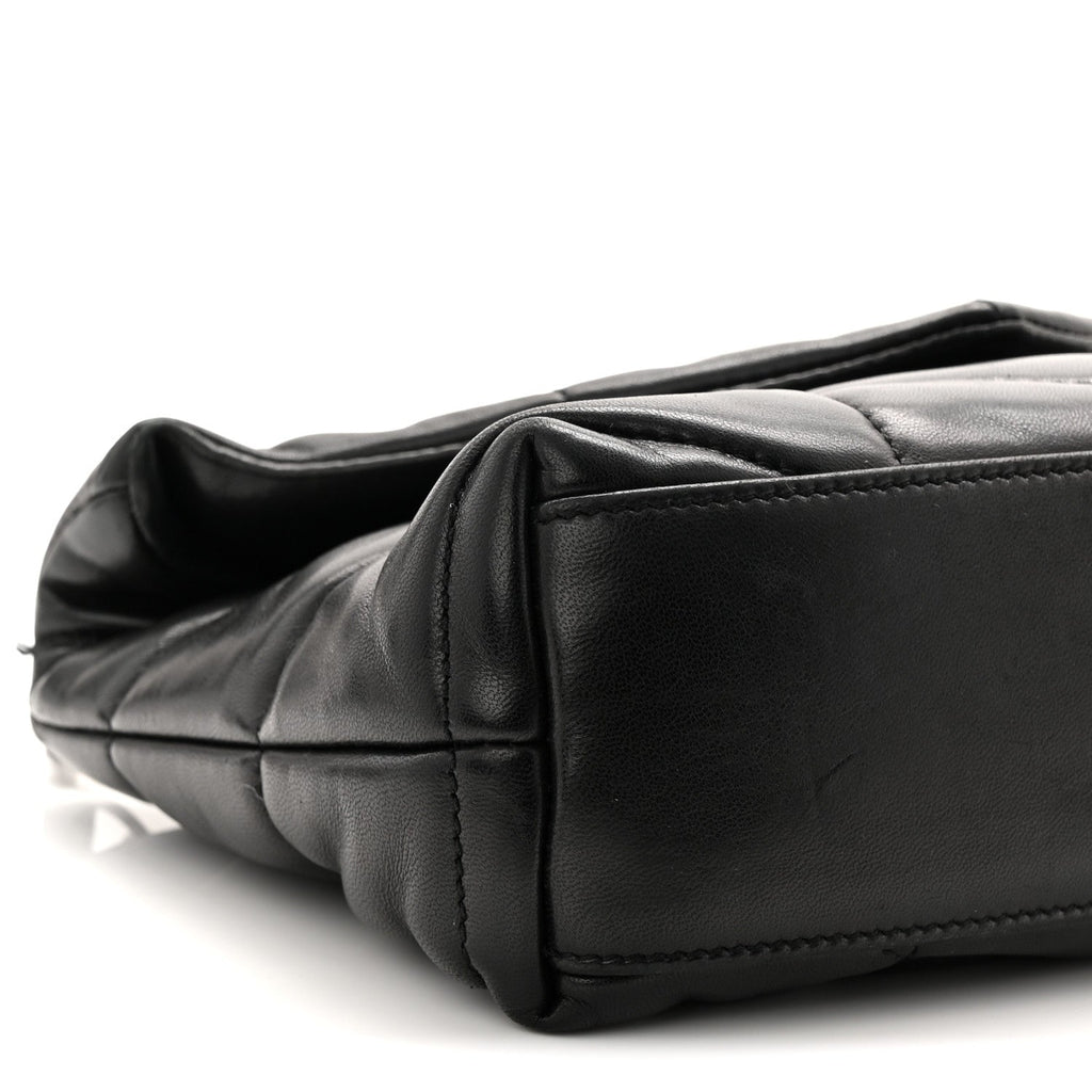Lambskin Quilted Toy Loulou Puffer Monogram Chain Satchel Black