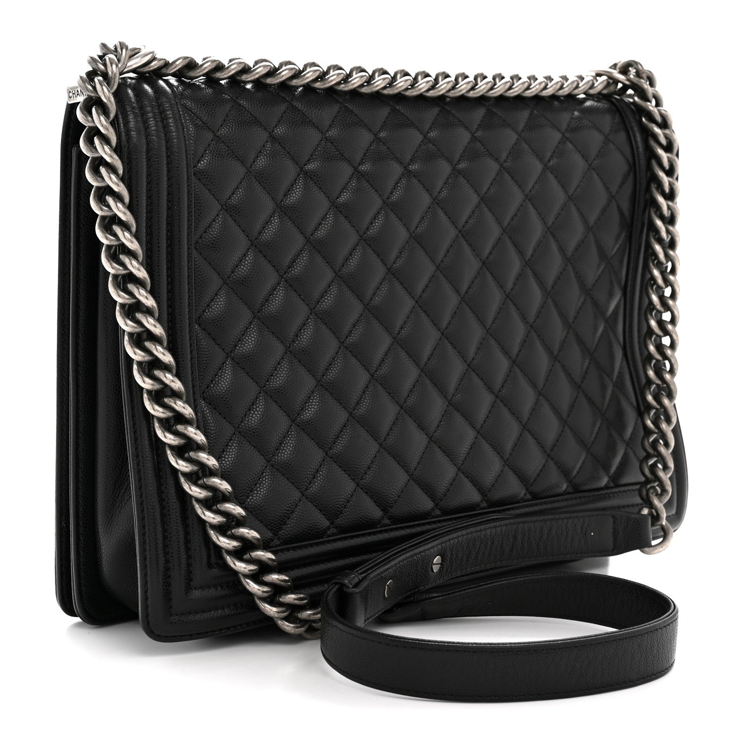 Caviar Quilted Large Boy Flap Black