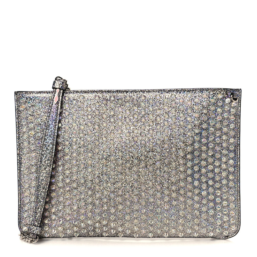 Nappa Mica Studded Loubiclutch Silver