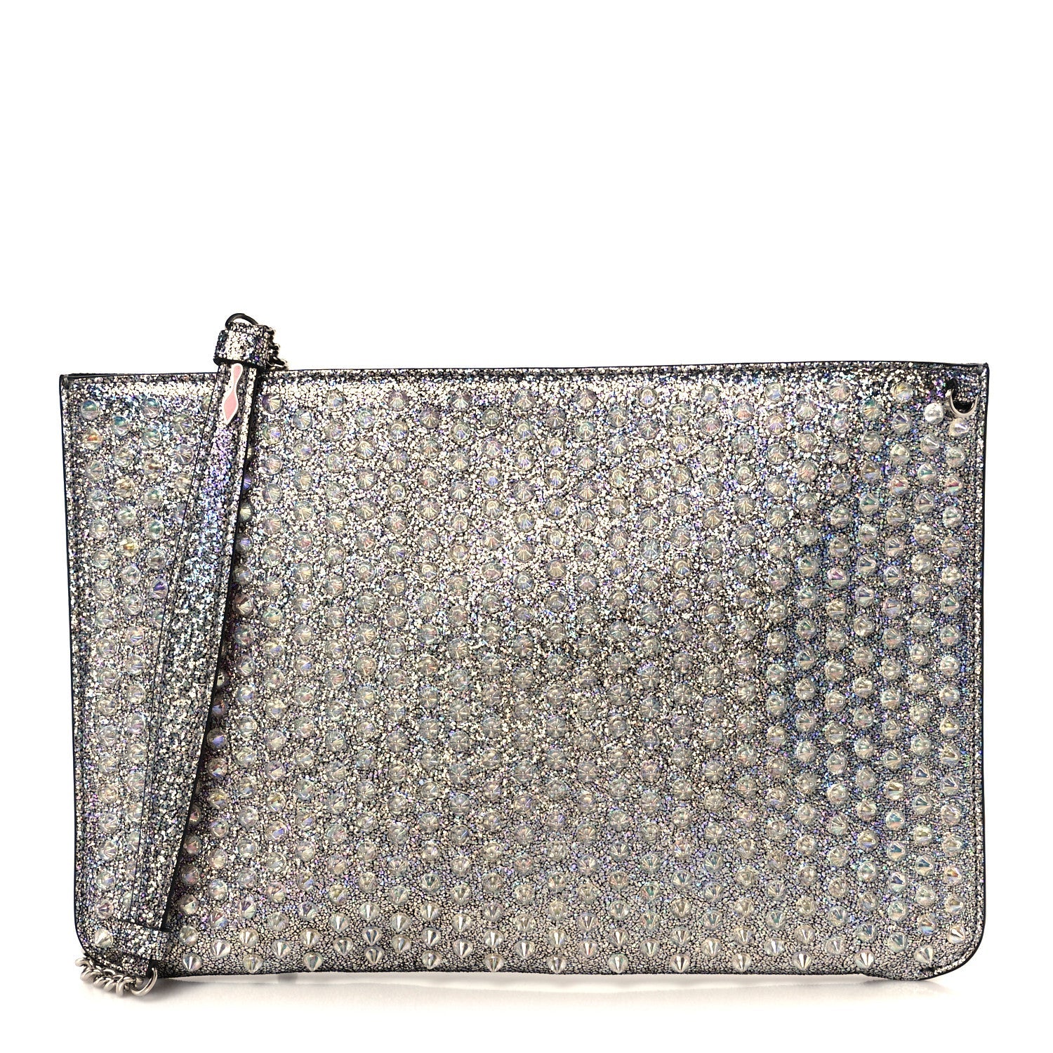 Nappa Mica Studded Loubiclutch Silver
