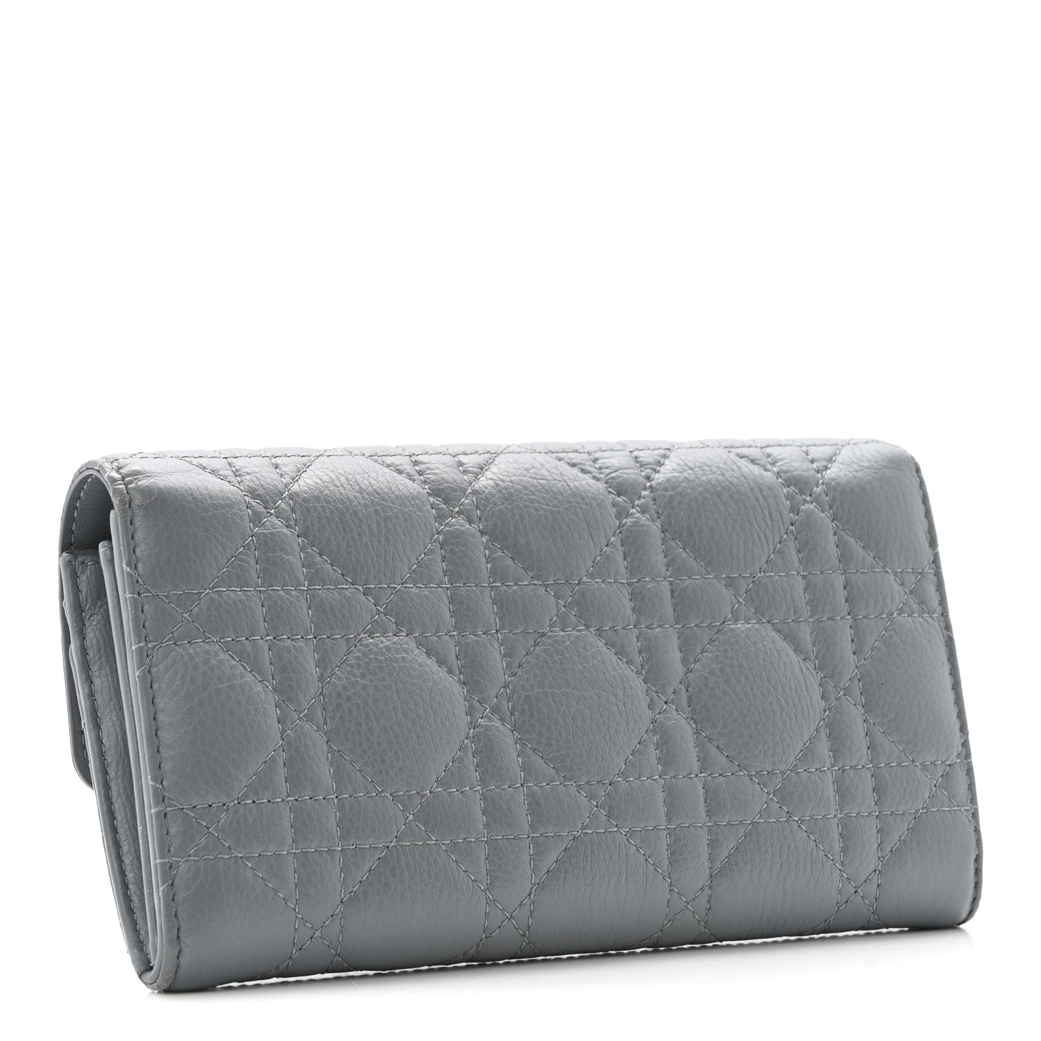 Supple Calfskin Cannage Caro Orchid Long Wallet Cloud Blue