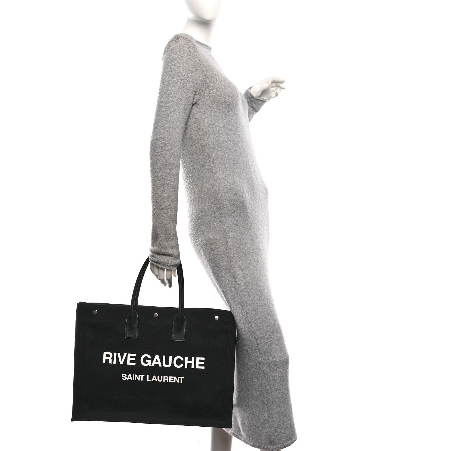 Linen Calfskin Rive Gauche Tote Black