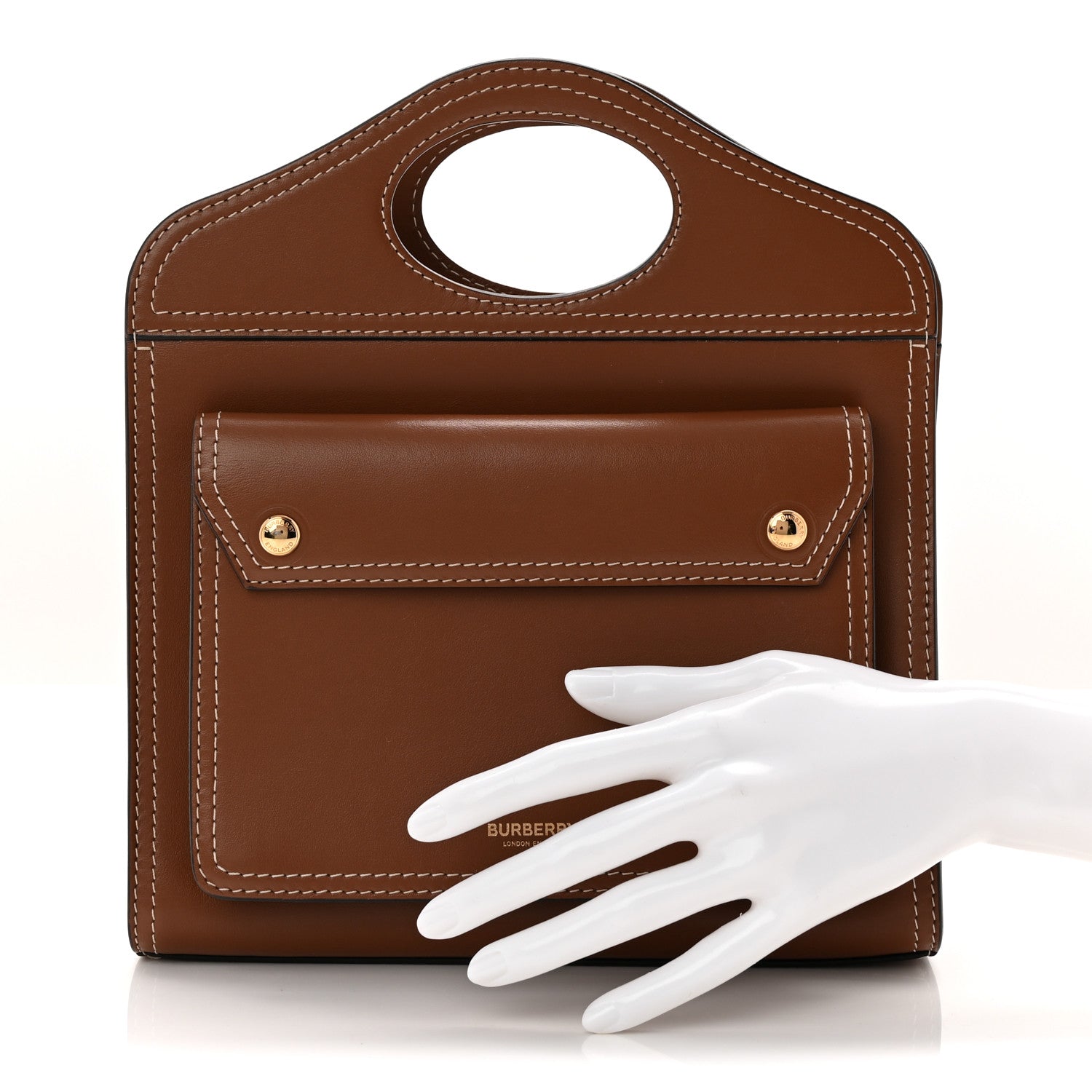 Smooth Calfskin Mini Pocket Bag Malt Brown