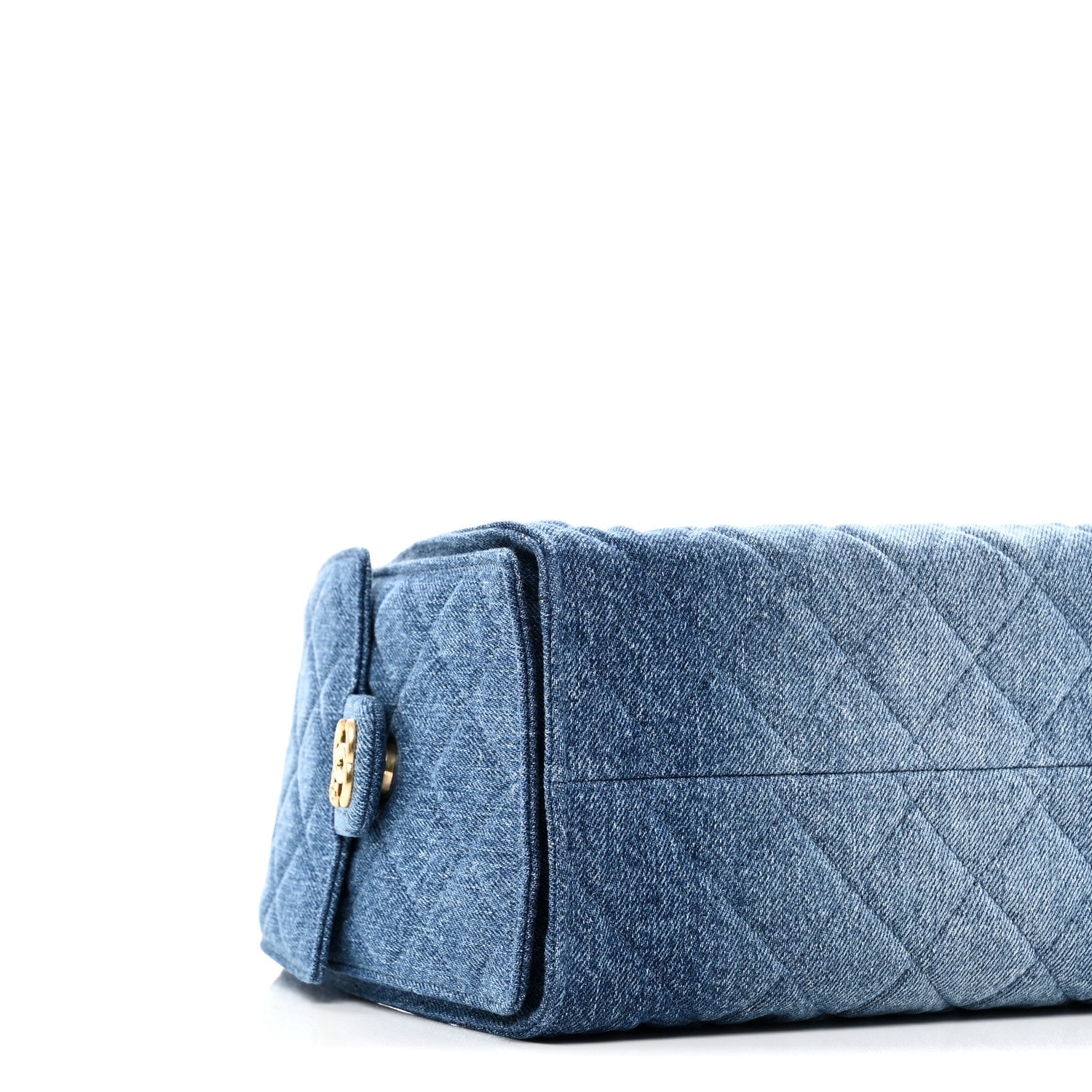 Washed Denim Quilted Small Chanel 25 Handbag Blue